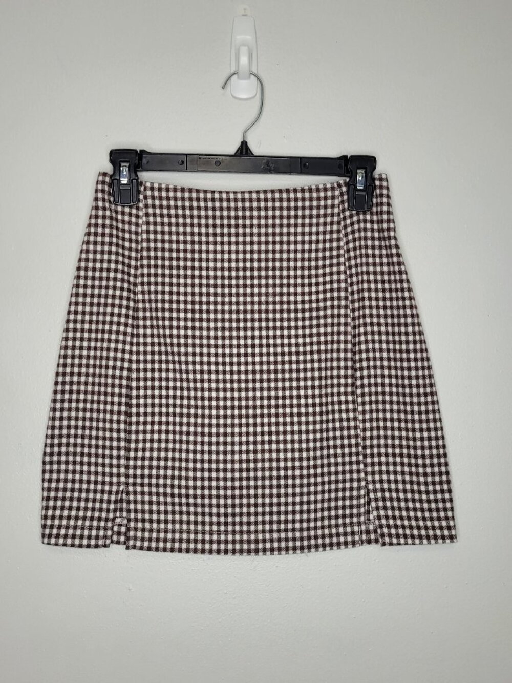 Eyeshadow brown cream plaid micro mini preppy academia skirt size 3